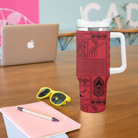 Papua New Guinea Heritage Motif Tumbler With Handle Red Version