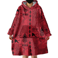 Papua New Guinea Heritage Motif Wearable Blanket Hoodie Red Version