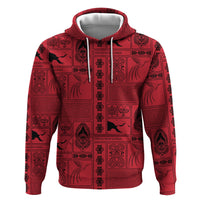 Papua New Guinea Heritage Motif Zip Hoodie Red Version