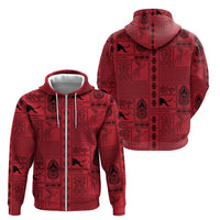Papua New Guinea Heritage Motif Zip Hoodie Red Version