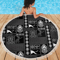 Papua New Guinea Heritage Motif Beach Blanket Black Version