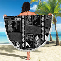 Papua New Guinea Heritage Motif Beach Blanket Black Version