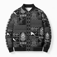 Papua New Guinea Heritage Motif Bomber Puffer Jacket Black Version