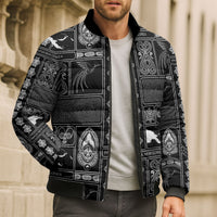 Papua New Guinea Heritage Motif Bomber Puffer Jacket Black Version