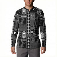 Papua New Guinea Heritage Motif Button Sweatshirt Black Version