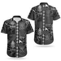 Papua New Guinea Heritage Motif Couples Matching Mermaid Dress and Hawaiian Shirt Black Version
