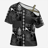 Papua New Guinea Heritage Motif Cross Shoulder Shirt Black Version