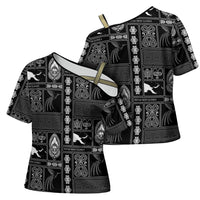 Papua New Guinea Heritage Motif Cross Shoulder Shirt Black Version