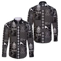Papua New Guinea Heritage Motif Family Matching Mermaid Dress and Hawaiian Shirt Black Version