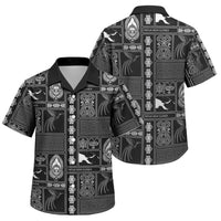 Papua New Guinea Heritage Motif Family Matching Mermaid Dress and Hawaiian Shirt Black Version