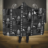 Papua New Guinea Heritage Motif Hooded Blanket Black Version