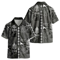 Papua New Guinea Heritage Motif Kid Hawaiian Shirt Black Version