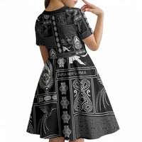 Papua New Guinea Heritage Motif Kid Short Sleeve Dress Black Version