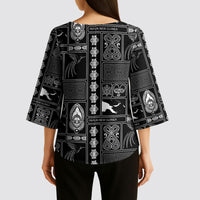 Papua New Guinea Heritage Motif Kimono Sleeve Blouse Black Version