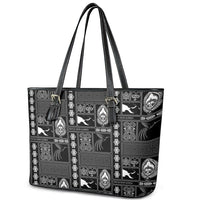 Papua New Guinea Heritage Motif Leather Tote Bag Black Version