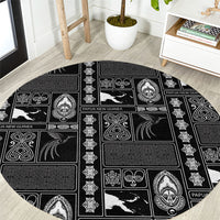 Papua New Guinea Heritage Motif Round Carpet Black Version