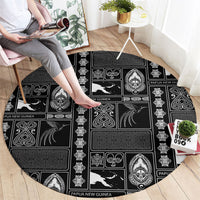 Papua New Guinea Heritage Motif Round Carpet Black Version