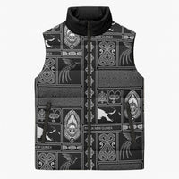 Papua New Guinea Heritage Motif Sleeveless Puffer Jacket Black Version