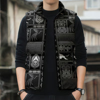 Papua New Guinea Heritage Motif Sleeveless Puffer Jacket Black Version