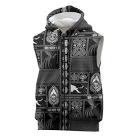 Papua New Guinea Heritage Motif Sleeveless Zip Hoodie Black Version