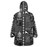 Papua New Guinea Heritage Motif Wearable Blanket Hoodie Black Version