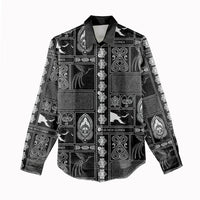 Papua New Guinea Heritage Motif Women Casual Shirt Black Version
