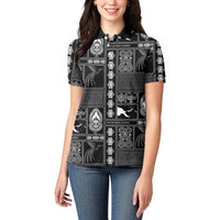 Papua New Guinea Heritage Motif Women Polo Shirt Black Version