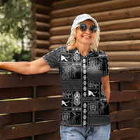 Papua New Guinea Heritage Motif Women Polo Shirt Black Version