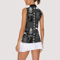 Papua New Guinea Heritage Motif Women Sleeveless Polo Shirt Black Version
