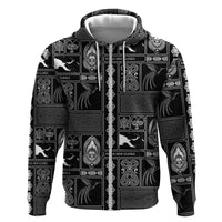 Papua New Guinea Heritage Motif Zip Hoodie Black Version