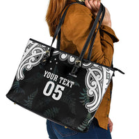 Custom New Zealand Fern Women Rugby Leather Tote Bag Maori Pattern