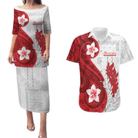 Samoa Teuila 2024 Couples Matching Puletasi and Hawaiian Shirt Samoan Siapo Pattern Red Version LT05 Red - Polynesian Pride