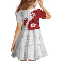 Samoa Teuila 2024 Family Matching Short Sleeve Bodycon Dress and Hawaiian Shirt Samoan Siapo Pattern Red Version