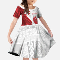 Samoa Teuila 2024 Kid Short Sleeve Dress Samoan Siapo Pattern Red Version LT05 KID Red - Polynesian Pride