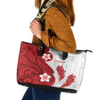 Samoa Teuila 2024 Leather Tote Bag Samoan Siapo Pattern Red Version LT05 Red - Polynesian Pride