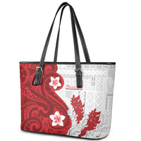 Samoa Teuila 2024 Leather Tote Bag Samoan Siapo Pattern Red Version LT05 - Polynesian Pride