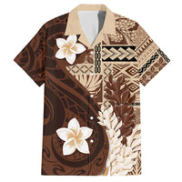 Samoa Teuila 2024 Family Matching Off The Shoulder Long Sleeve Dress and Hawaiian Shirt Samoan Siapo Pattern Brown Version