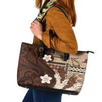 Samoa Teuila 2024 Leather Tote Bag Samoan Siapo Pattern Brown Version LT05 Brown - Polynesian Pride