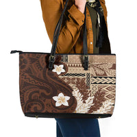 Samoa Teuila 2024 Leather Tote Bag Samoan Siapo Pattern Brown Version LT05 - Polynesian Pride