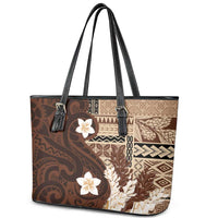 Samoa Teuila 2024 Leather Tote Bag Samoan Siapo Pattern Brown Version LT05 - Polynesian Pride