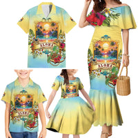 Aloha Hawaii Turtle Family Matching Mermaid Dress and Hawaiian Shirt Retro Style - Polynesian Pride