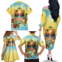 Aloha Hawaii Turtle Family Matching Off The Shoulder Long Sleeve Dress and Hawaiian Shirt Retro Style - Polynesian Pride
