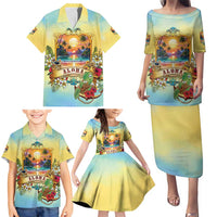 Aloha Hawaii Turtle Family Matching Puletasi and Hawaiian Shirt Retro Style - Polynesian Pride