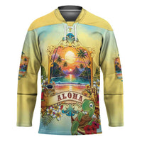 Aloha Hawaii Turtle Hockey Jersey Retro Style LT05 Unisex Beige - Polynesian Pride