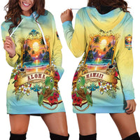 Aloha Hawaii Turtle Hoodie Dress Retro Style - Polynesian Pride