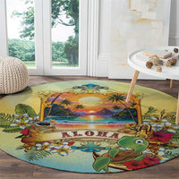 Aloha Hawaii Turtle Round Carpet Retro Style - Polynesian Pride