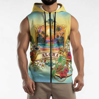 Aloha Hawaii Turtle Sleeveless Zip Hoodie Retro Style LT05 - Polynesian Pride