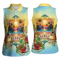 Aloha Hawaii Turtle Women Sleeveless Polo Shirt Retro Style - Polynesian Pride