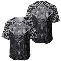 New Zealand Aotearoa Baseball Jersey Maori Manta Ray Moko Black LT05 - Polynesian Pride