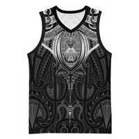New Zealand Aotearoa Basketball Jersey Maori Manta Ray Moko Black - Polynesian Pride